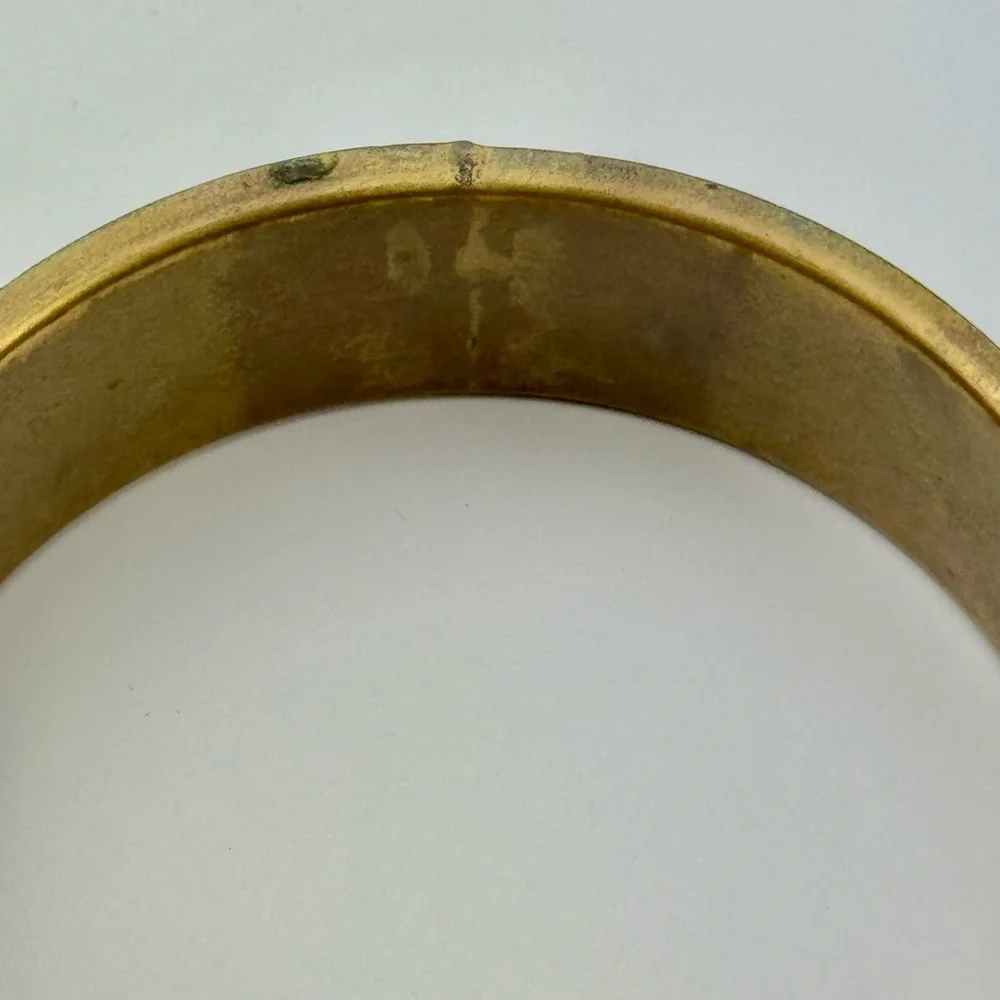 Unique Vintage 80s‎ - Early 90s Brass Colorful Beaded Thick Bangle Bracelet